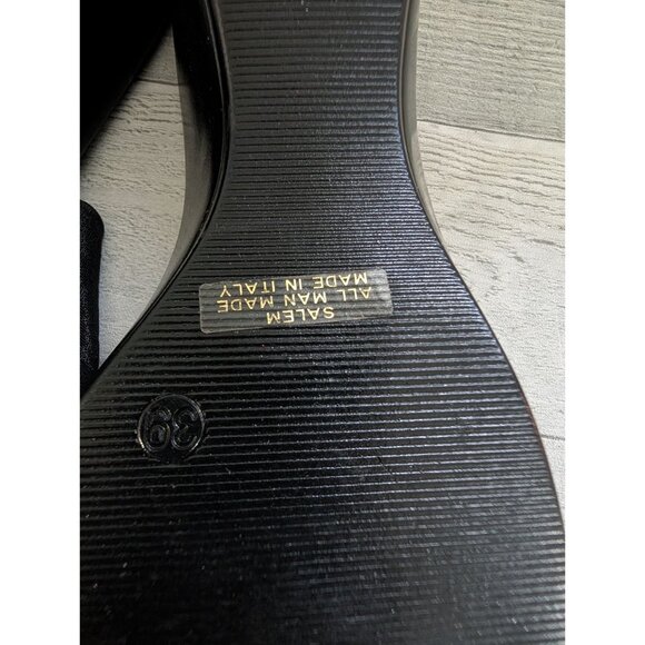 Black Open-Toe Wedge Sandals With Bow Detail Size 8.5 Made In Italy Womens Shoes - Picture 6 of 6